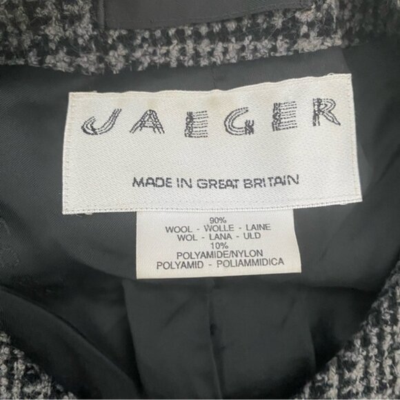 Jaeger Wool Blazer UK 10 US 8 Plaid Check Jacket Crest Buttons Made in Britain - Picture 6 of 11